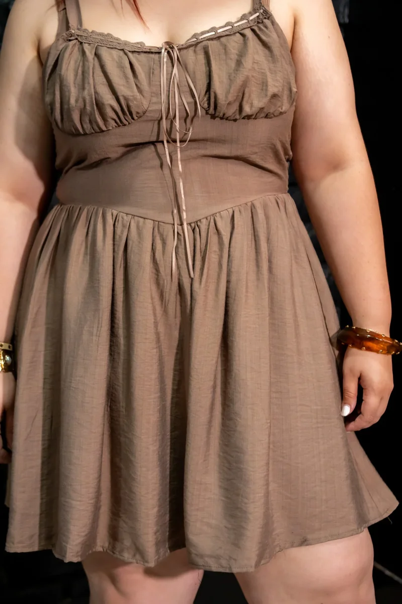 Vestido Corto Tirante Curvy Cafe - Imagen 7
