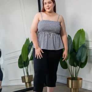 Blusa Curvy Tirantes Print Cuadros Negro