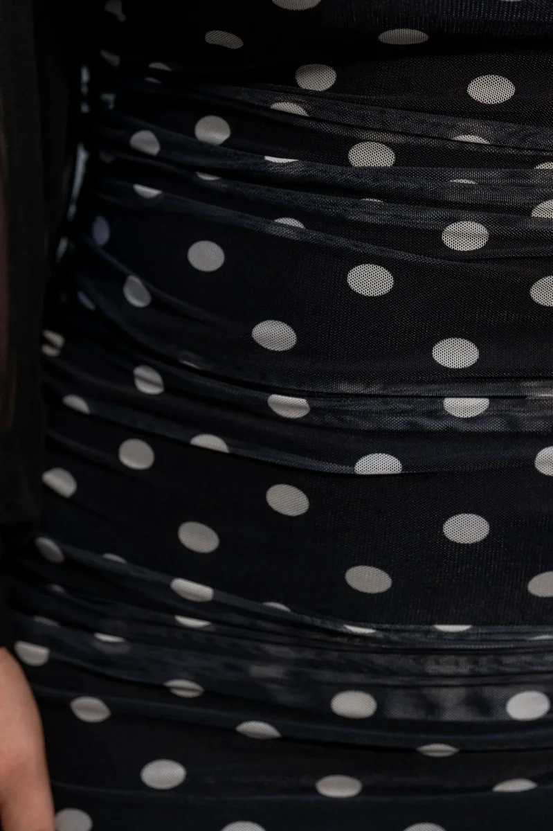 Maxi Vestido Mesh Polka Curvy Negro - Imagen 8
