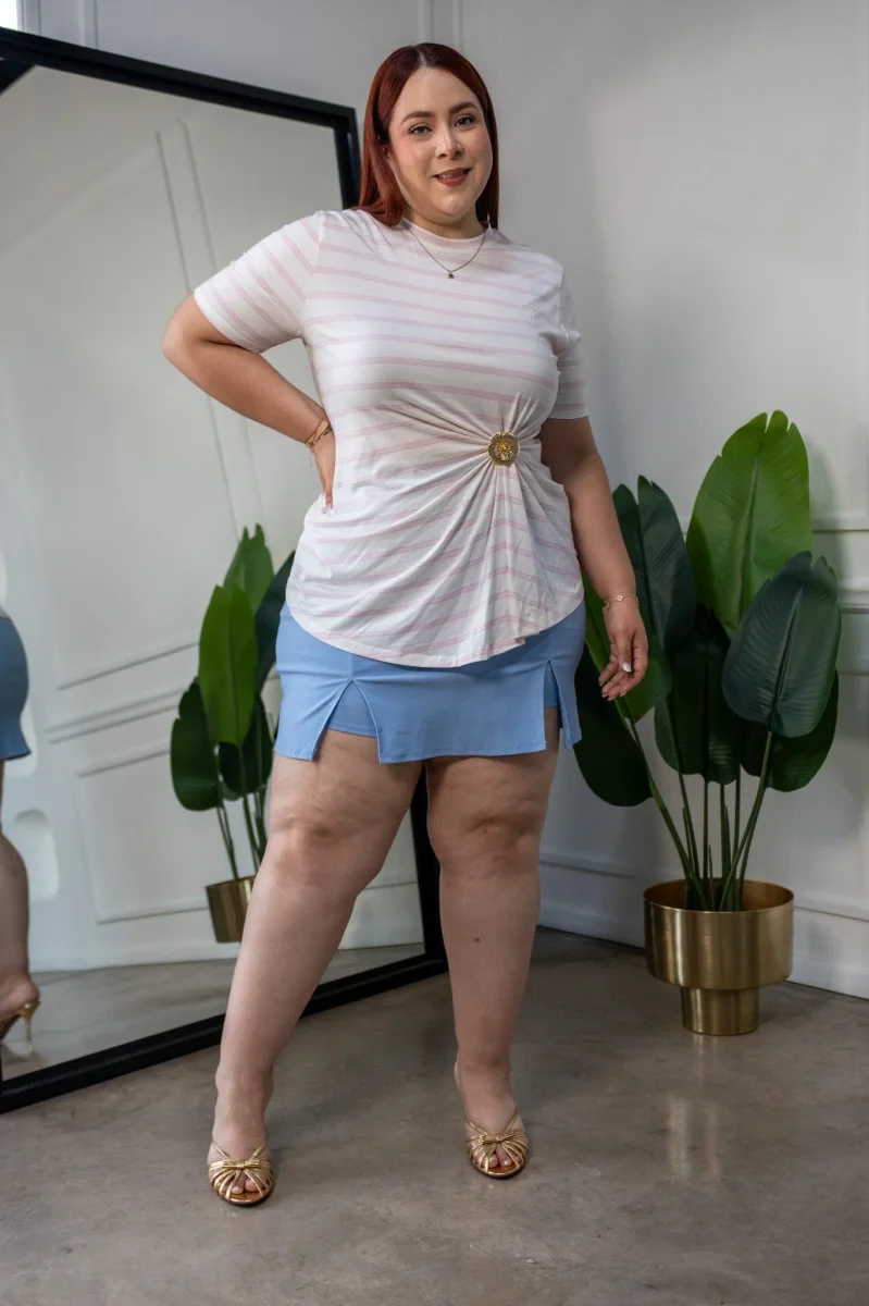 Short Falda Curvy Cruzado Azul - Imagen 7