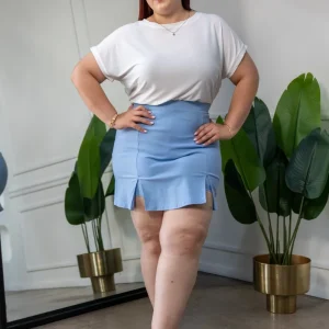 Short Falda Curvy Cruzado Azul