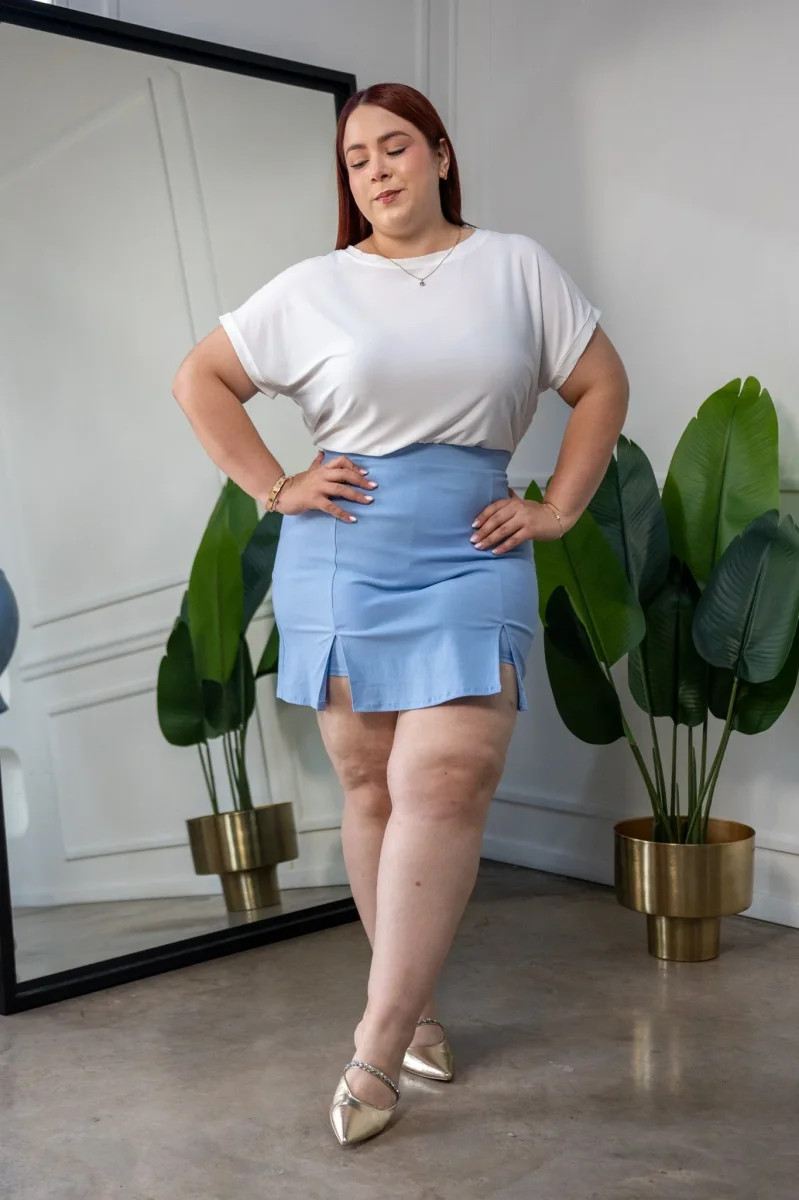 Short Falda Curvy Cruzado Azul - Imagen 2
