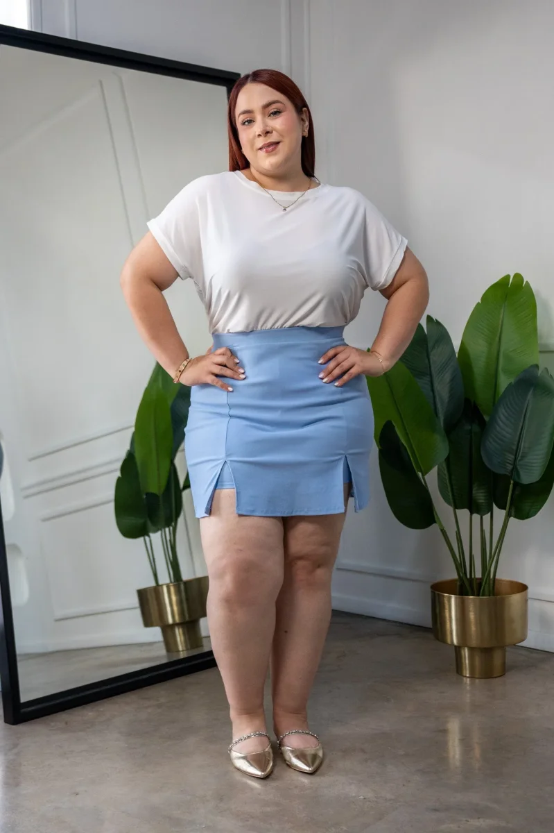 Short Falda Curvy Cruzado Azul - Imagen 5