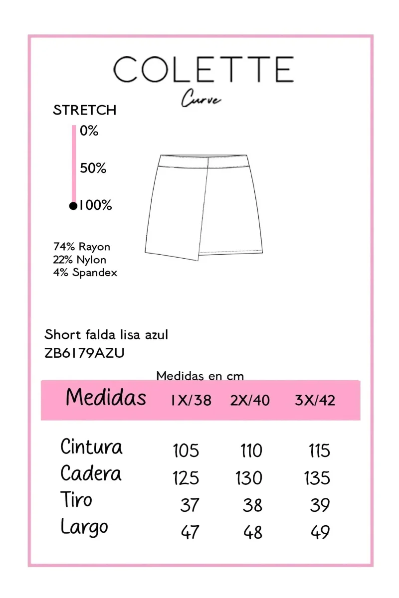Short Falda Curvy Cruzado Azul - Imagen 3
