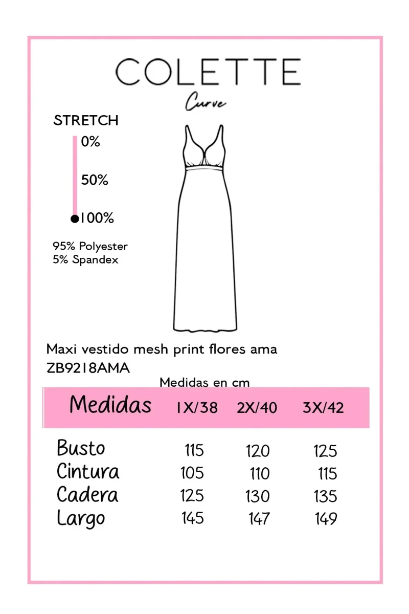 Vestido Curvy Midi Mesh Floral Amarillo Tirantes - Imagen 3