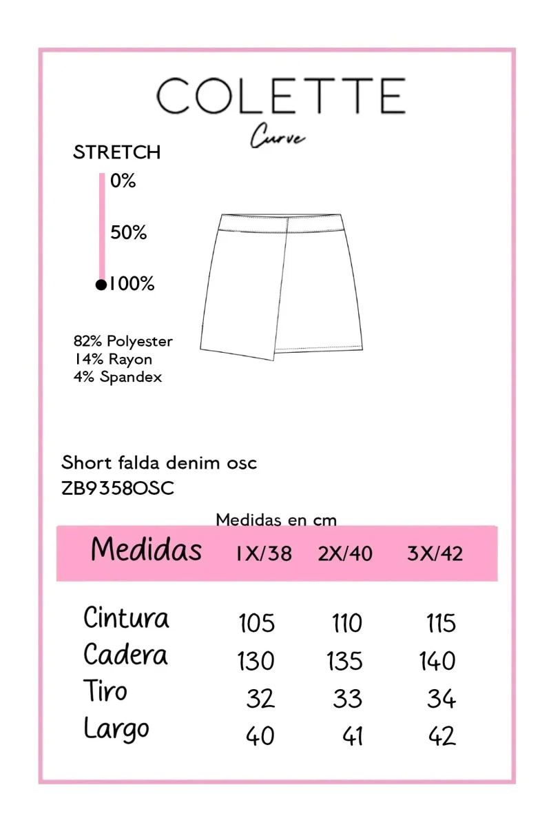 Short Falda Curvy Denim Cruzado Oscuro - Imagen 3