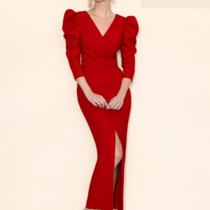 Vestido midi especial máma de comunión en color Rojo.