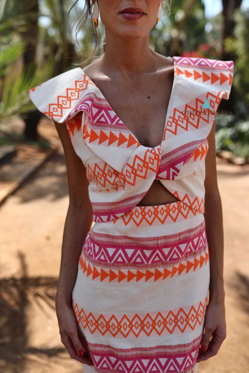 Vestido midi invitada elegante bicolor - Imagen 3