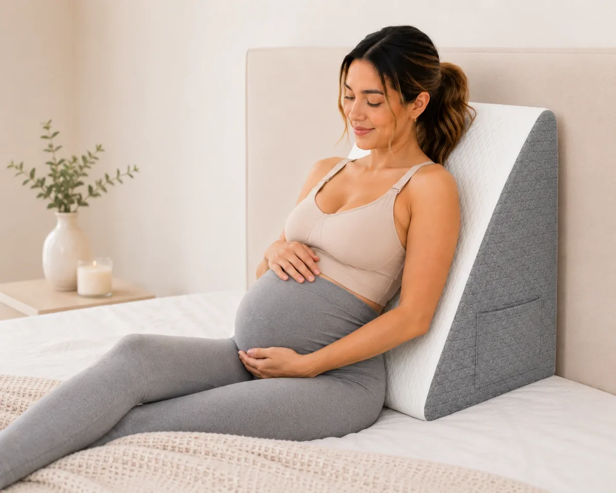 Almohada de Cuña para Embarazo — Elevación y Alivio de Reflujo