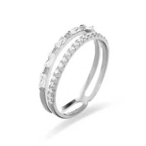 ANILLO LIKHI PLATA Anillo de Plata de Ley 925 con Circonita Brillante acabado en rodio