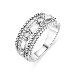 ANILLO SHIFA Anillo de Plata de Ley 925 con Circonita Brillante acabado en rodio