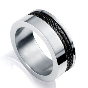 Anillo Viceroy hombre cable negro.