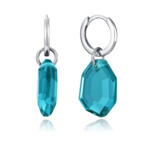 Aros de plata con cristal azul