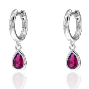 Aros con lágrima fucsia.