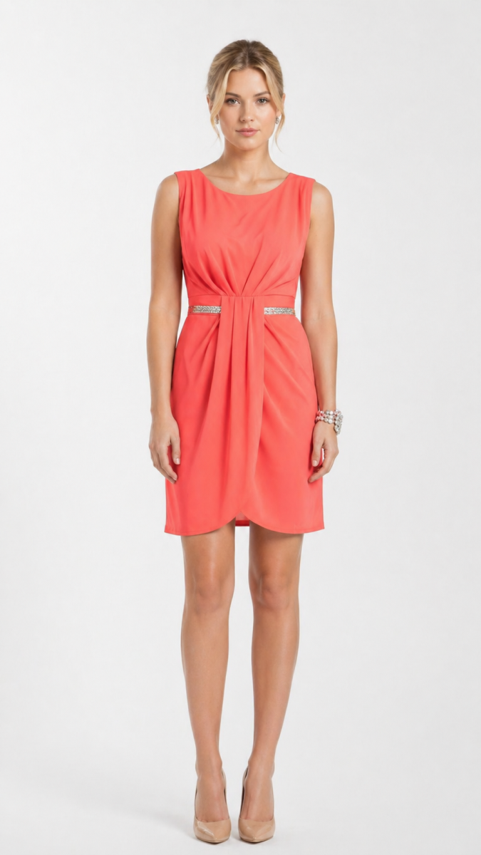 Vestido corto con frunce en cintura - Imagen 2