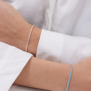 Pulsera de Plata con Cristales Cuadrados