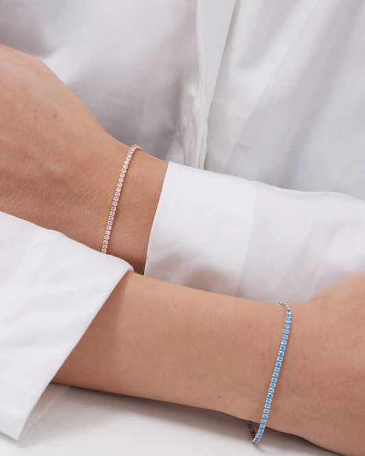 Pulsera de Plata con Cristales Cuadrados - Imagen 3