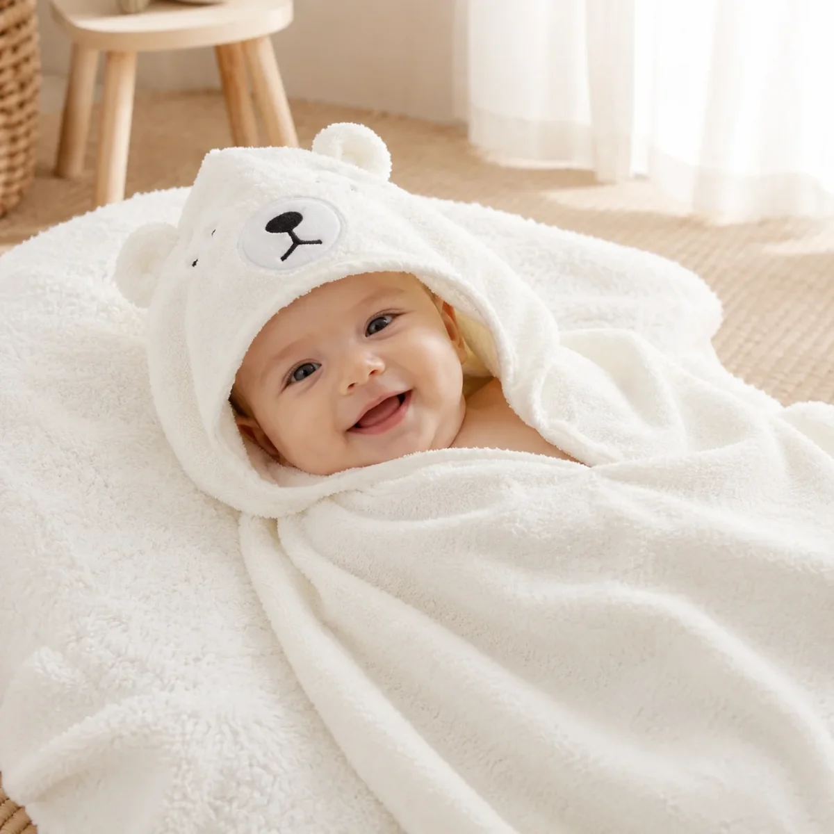 Toalla Poncho con Capucha para Bebé — Diseño Animal - Imagen 2