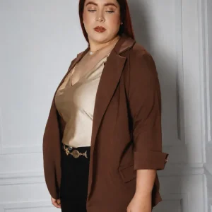 Blazer Manga 3/4 Liso Curvy Moka