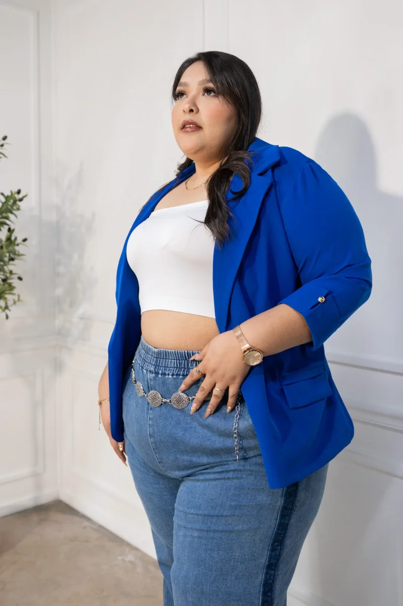 Blazer Curvy Elegante Oficina Forro Stretch Fit Relajado - Imagen 6