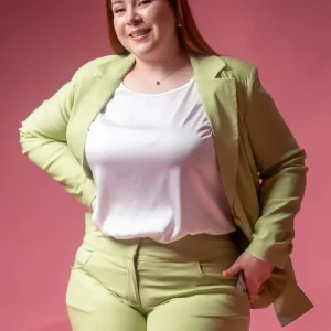 Blazer Curvy Vestir Stretch Verde Sofisticado Profesional
