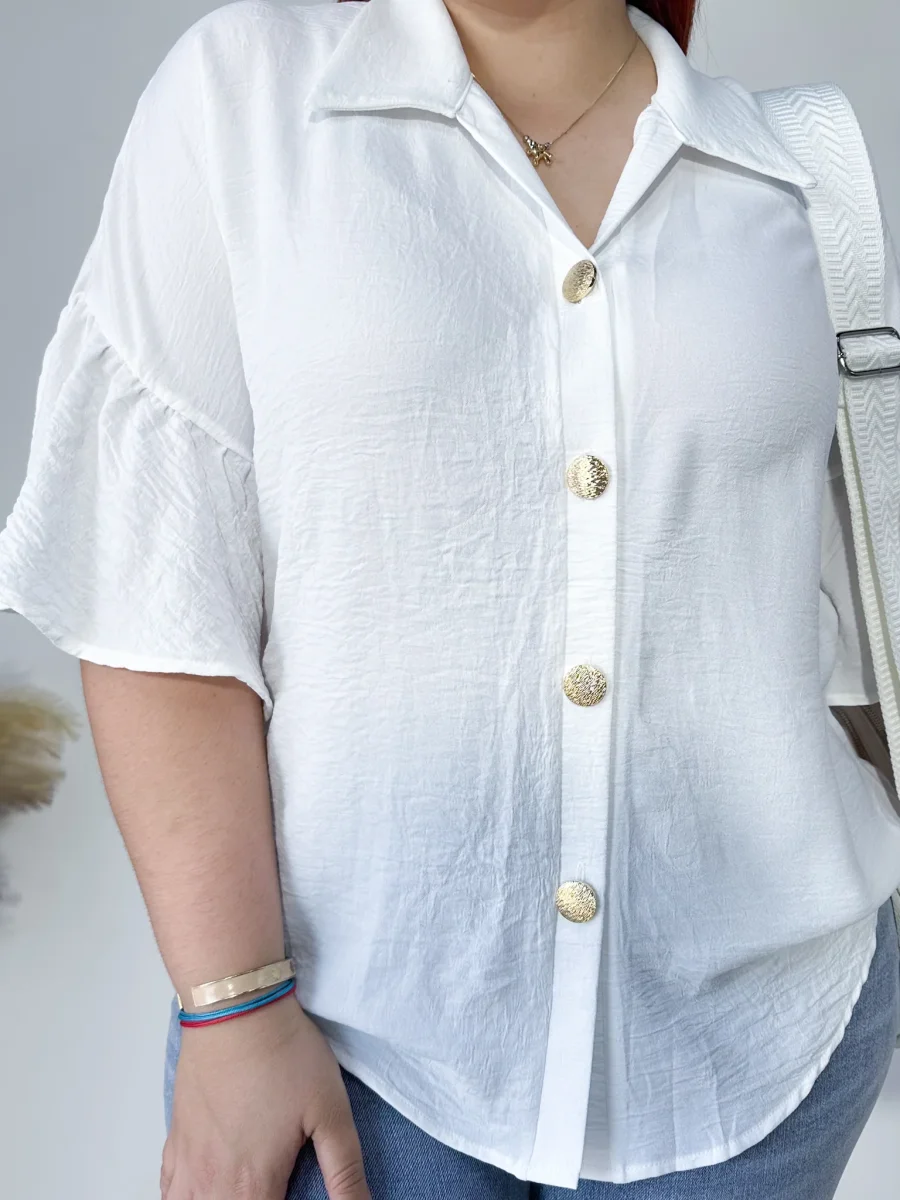 Camisa Curvy Olanes Manga Femenina Elegante - Imagen 5