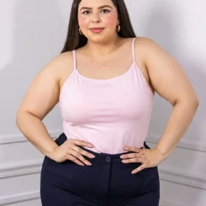 Blusa Curvy Básica Tirantes Licra Stretch Rosa