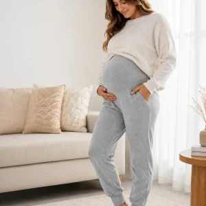 Pantalón Maternal de Cintura Alta — Jogger Suave con Bolsillos, Embarazo y Postparto