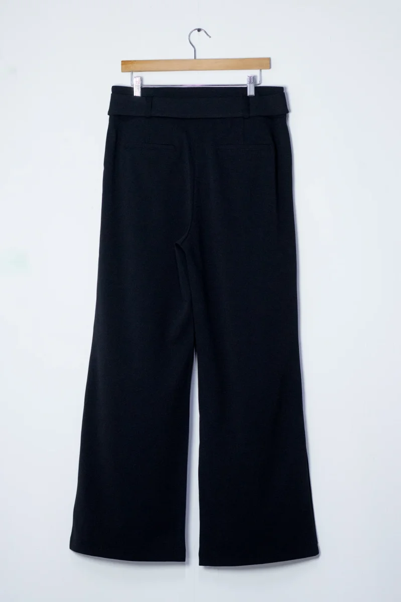 Pantalón Curvy Vestir Recto Negro con Cinto Lazo Sofisticado - Imagen 7