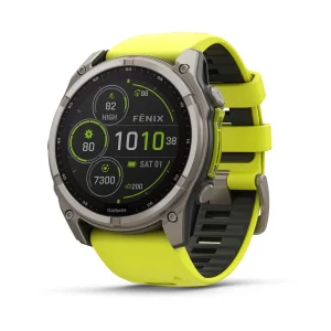 fēnix® 8 – 51 mm, Solar, Sapphire Sapphire, Titanio con correa de silicona amarilla nº ref: 010-02907-21