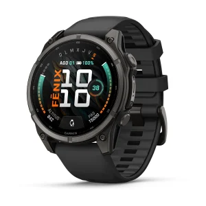 fēnix® 9 – 47mm Titanio con revestimiento de DLC gris carbón con correa de silicona negra Número de referencia:010-04762-11