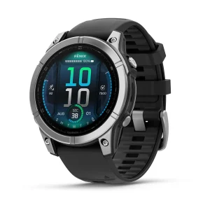 fēnix® E – 47 mm, AMOLED Acero inoxidable con Correa de silicona negra nº ref: 010-03025-00