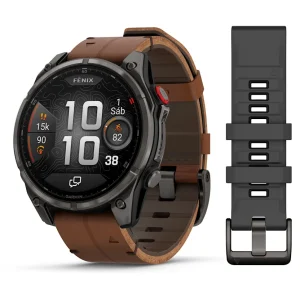 fēnix® 8 Pro – 47 mm, AMOLED Sapphire, Titanio con revestimiento de DLC con correa de cuero Ref: 010-03198-40