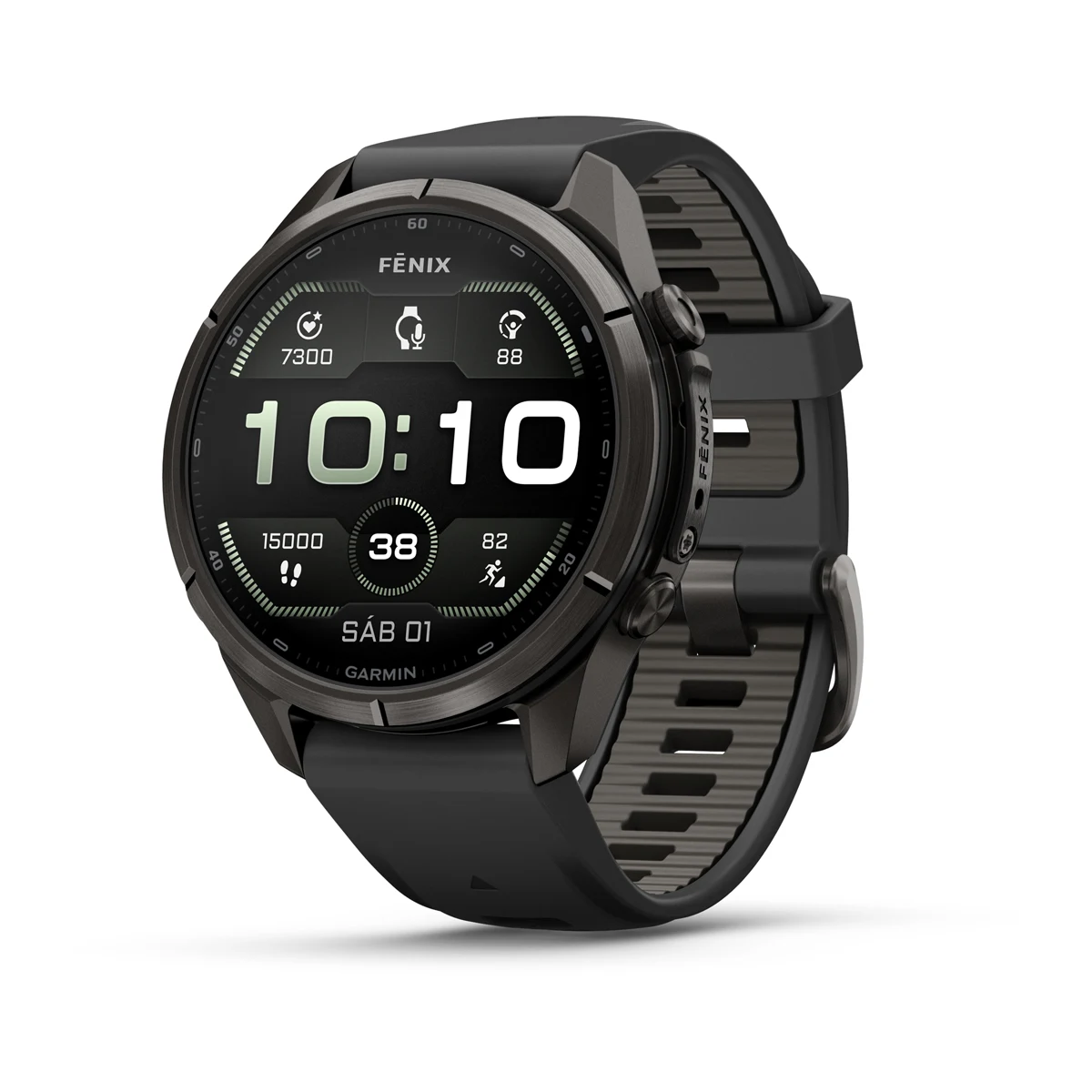 fēnix® 9 Pro – inReach®, 43mm Amoled Titanio con revestimiento de DLC gris carbón con correa de silicona en negro, Ref: 010-04335-11 - Imagen 2
