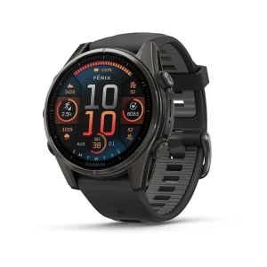 fēnix® 8 – 43 mm, AMOLED Sapphire, Titanio con revestimiento de DLC con correa de silicona negra/gris nº ref: 010-02903-21