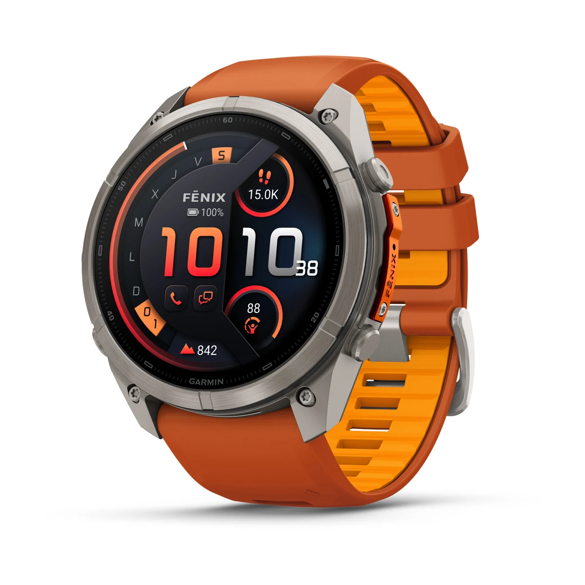 fēnix® 9 Pro – inReach®, 51mm Amoled Titanio con correa de silicona en naranja/naranja claro, nº ref: 010-04337-01 - Imagen 2