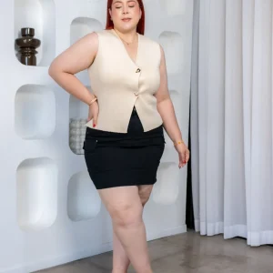 Chaleco Curvy Punto Ivory Cálido Atemporal Layering Femenino