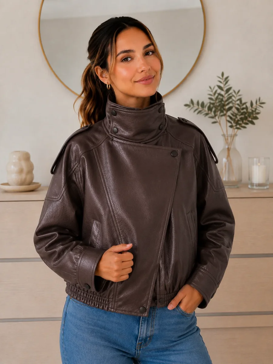 Chaqueta Moto de Cuero Sintético — Mujer - Imagen 3