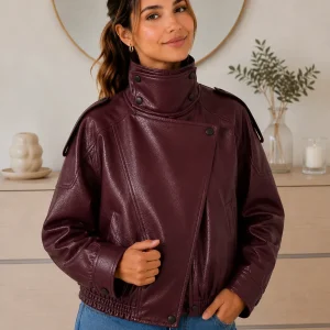 Chaqueta Moto de Cuero Sintético — Mujer