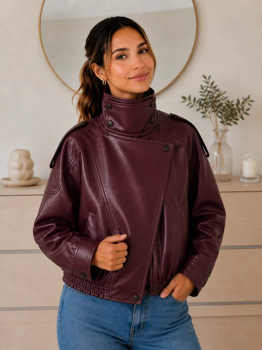 Chaqueta Moto de Cuero Sintético — Mujer - Imagen 2