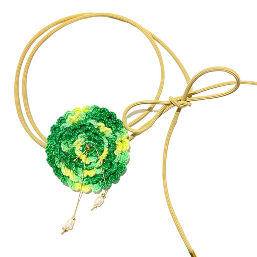 Collar Flor Crochet Verde - Imagen 4