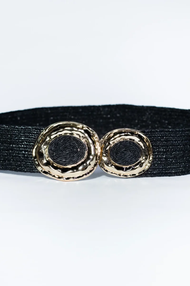Cinto Elástico de Paja con Hebilla Circulos Versátil - Imagen 3
