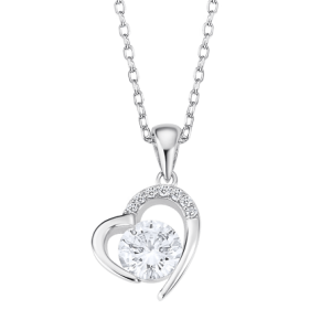 Colgante corazón con circonitas en plata.