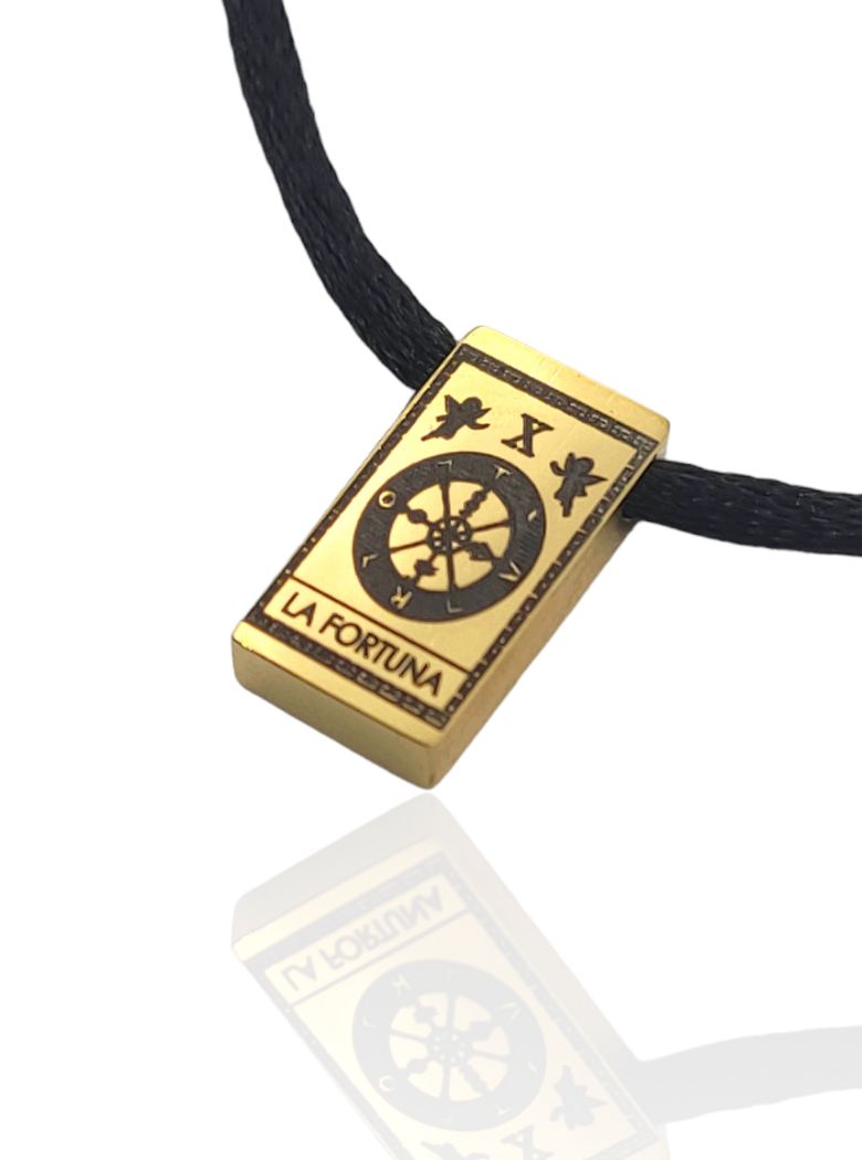 COLGANTE TAROT LA FORTUNA DORADO