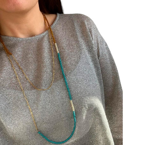 Collar Cadena Abalorio Azul - Imagen 2