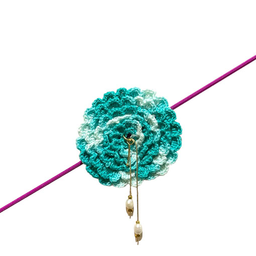 Collar Flor Crochet Azul
