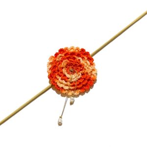 Collar Flor Crochet Naranja
