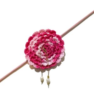 Collar Flor Crochet Rosa