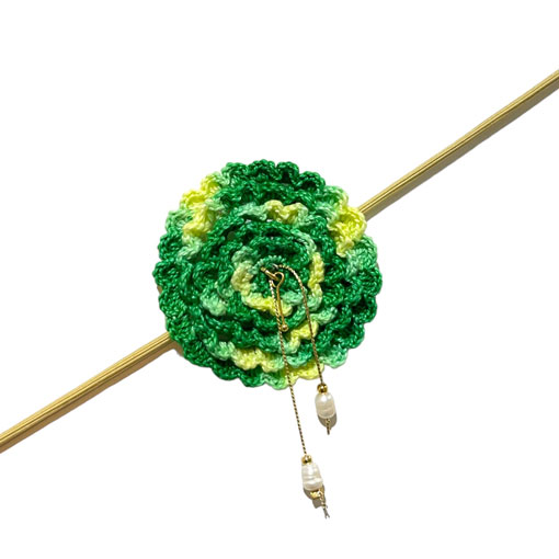 Collar Flor Crochet Verde - Imagen 2