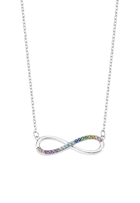 Juego de pendientes y colgante infinito multicolor. - Imagen 5